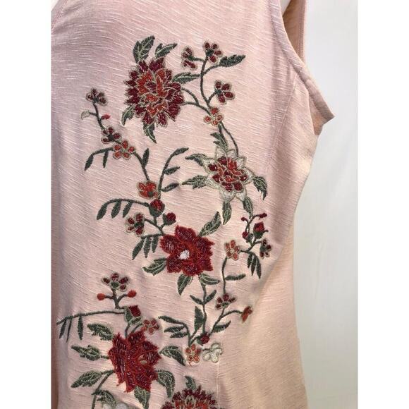 VTG Women’s Top Blouse SZ M PinkFloral Embroidered Sleeveless Boho Feminine - Picture 4 of 14